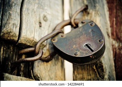 Old Rusted Lock On A Door