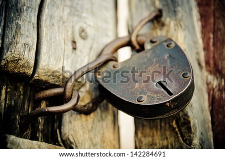 old rusted lock on a door