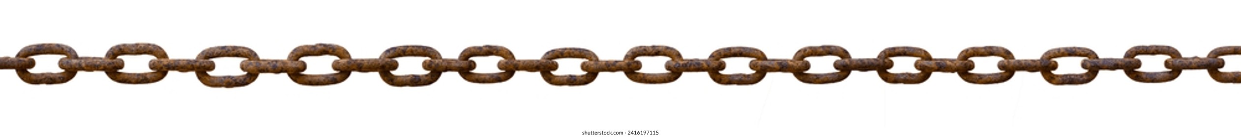 Old rusted metal chain Placed in a straight line on an isolated white background
 - Powered by Shutterstock