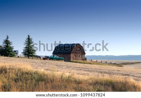 old  rustic barn on a ranch in Wyoming USA