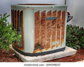Old rustic broken air conditioner