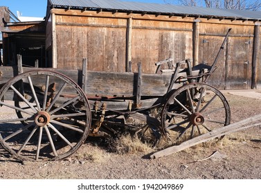 Old Rustic Buildings, Windmill And Stage Coach In Tombstone AZ