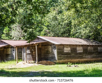 Old Rustic Cabins In A Church Retreat In A Rural Area