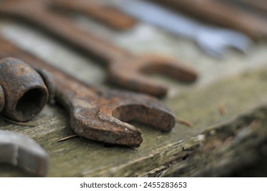 old rustic set of wrenches