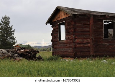 Old Rustic Wooden Shack On Rural Country Road