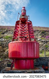 Old Rusting Red Metal Sea Bouy Out Of Water