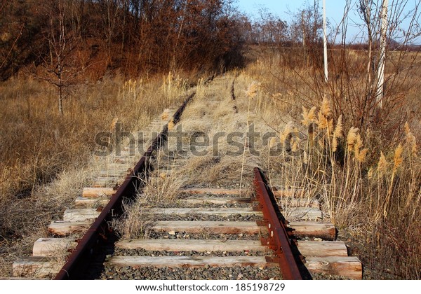 Old rusty abandoned
rails and sleepers