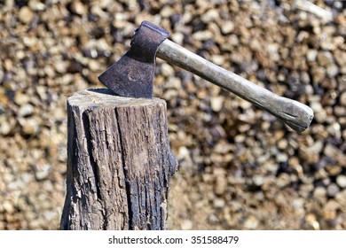 Old rusty ax