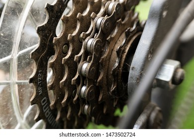 Old And Rusty Bike Chain Closeup