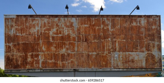 Old Rusty Billboard With Lights