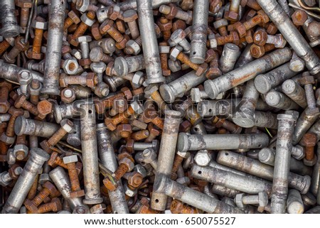 Old rusty bolts and nuts