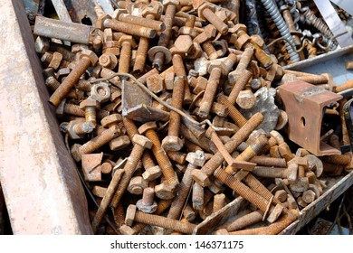 Old rusty bolts and steel nuts - Shutterstock ID 146371175
