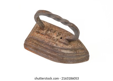 Old Rusty Cast Iron Isolated On White Background.