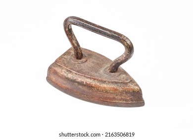 Old Rusty Cast Iron Isolated On White Background.