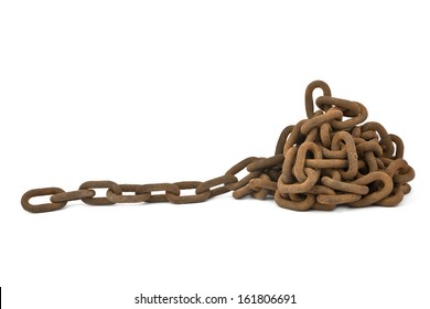 old rusty chain isolated on the white background