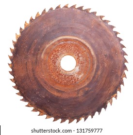Old rusty circular Saw, isolated on white