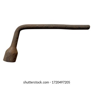 Old Rusty Curve Socket Wrench On A White Isolated Background