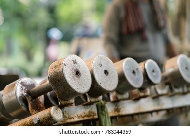 Old Rusty Dumbells Row In The Park