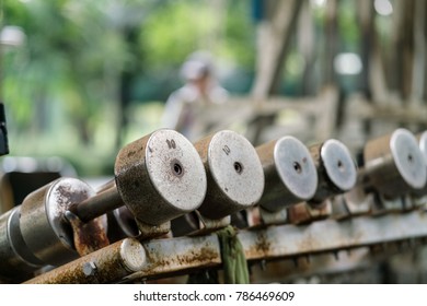 Old Rusty Dumbells Row In The Park