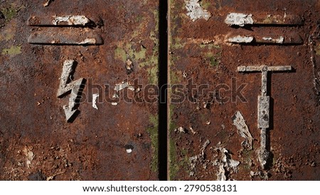 Old rusty electrical shield background , rusty metal texture