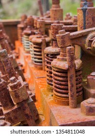 Old And Rusty Engine Close-up At Charming Creek, New Zealand.