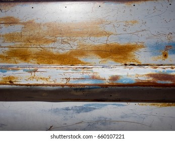 Old Rusty Faded Blue Car Paint And Car Door