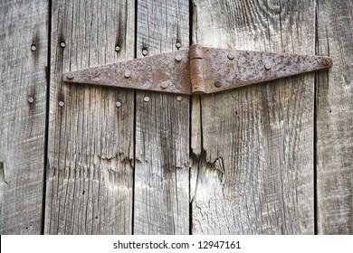 Old Rusty Hinge On An Old Barn Door In Marlinton West Virginia.