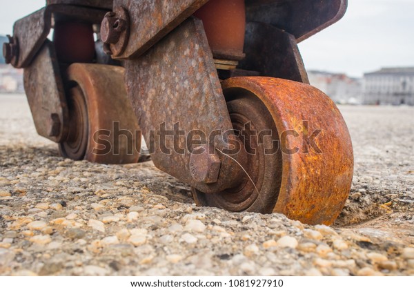 Old Rusty Industrial Wheels Sliding Door Stock Photo Edit Now