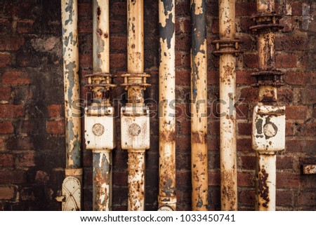 Old rusty industry pipes, part of a blast furnace