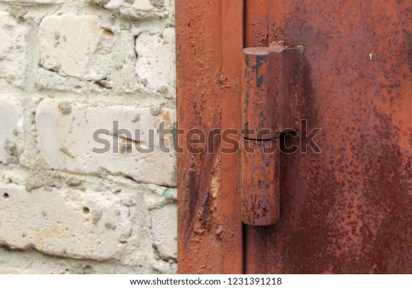 Old Rusty Iron Hinge On Garage Stock Photo Edit Now 1231391218