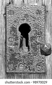 Old Rusty Key Hole B&w