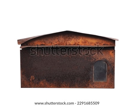 Old rusty mailbox isolated on white background