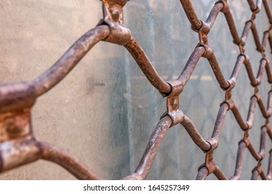 
Old And Rusty Metal Fence. Vintage