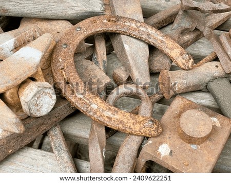 old rusty metal horseshoe close up