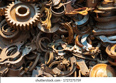 Old Rusty Metal Scrap, Used Machine Spares And Car Parts Can Be Used As Mechanic Industrial Background