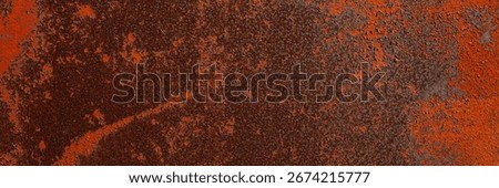Old rusty metal texture. Rust on the surface of the iron wall. Panoramic background for grunge design.