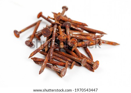 old rusty nails isolated on white background.