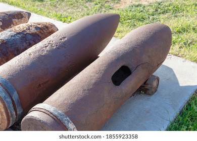 Old Rusty Naval Artillery Shells