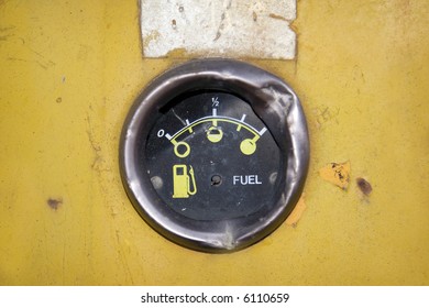 Old rusty petrol meter inside  an old abandoned industrial vehicle