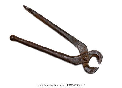 Old rusty pincer pliers isolated on white background. - Shutterstock ID 1935200837
