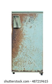 Old rusty refrigerator isolated with clipping path