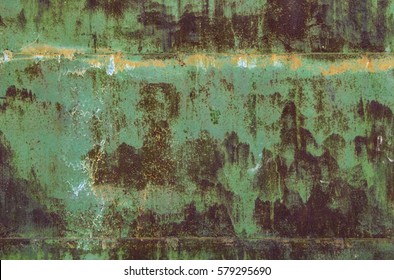 Old Rusty Rough Green Painted Metal Texture