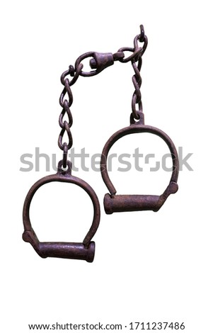 Old rusty shackles. Used during 18th Century Atlantic Slave Trade