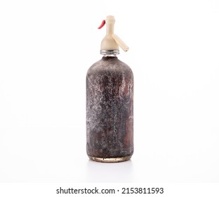 Old Rusty Siphon Bottle On White Background For Soda Water