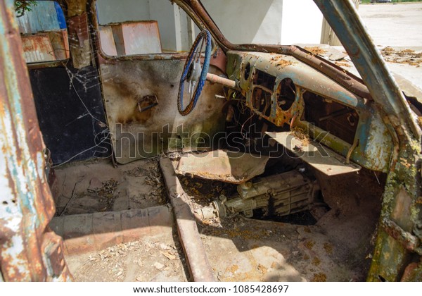 Old rusty Soviet\
car Victory . Rare exhibit.