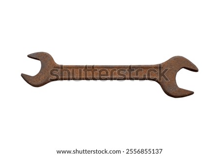  old rusty spanner islated on white background with clipping path.