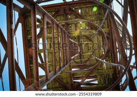 Similar – Image, Stock Photo Old rusty stairs on industrial building
