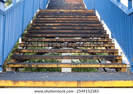 Similar – Image, Stock Photo Old rusty stairs on industrial building