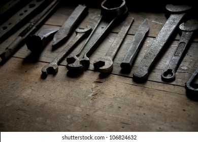 Old Rusty Tools On A Table