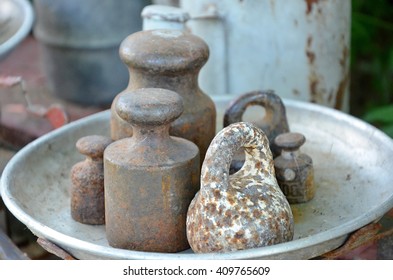 Old rusty weights for scales